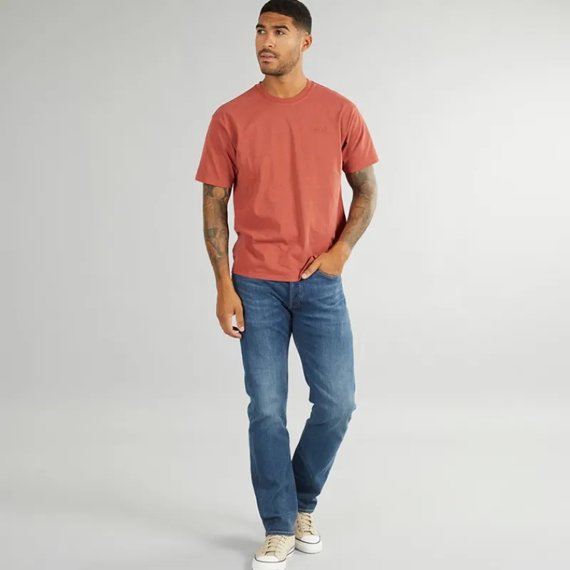 Best Levi's Herre Rød Tab Vintage T Shirt Garment Farvet Rød Maling