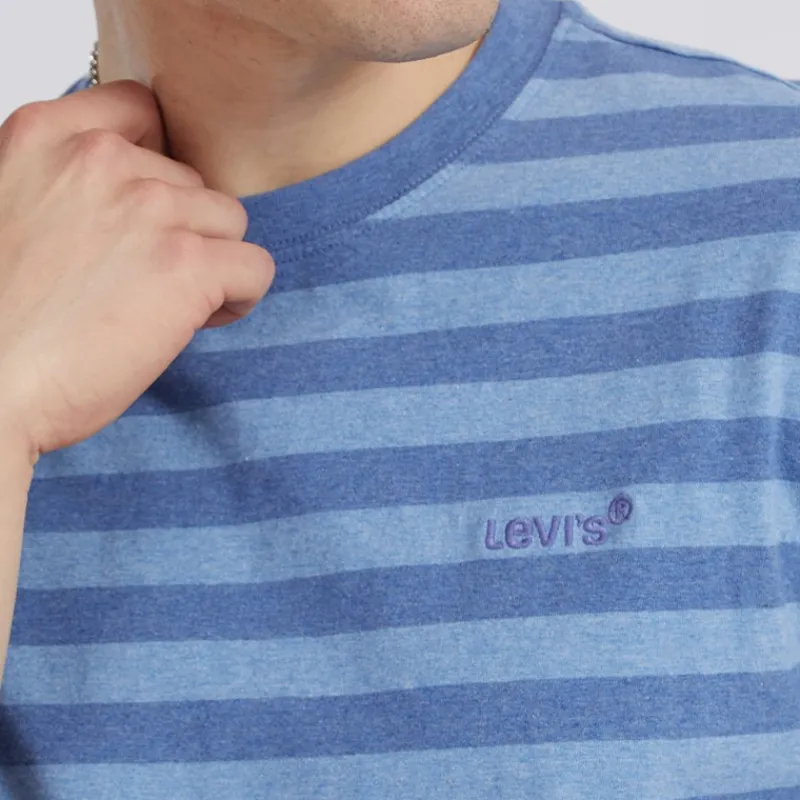Clearance Levi's Herre Rød Tab Vintage T-shirt Bardo Stribet Bleget Denim