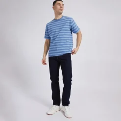 Clearance Levi's Herre Rød Tab Vintage T-shirt Bardo Stribet Bleget Denim