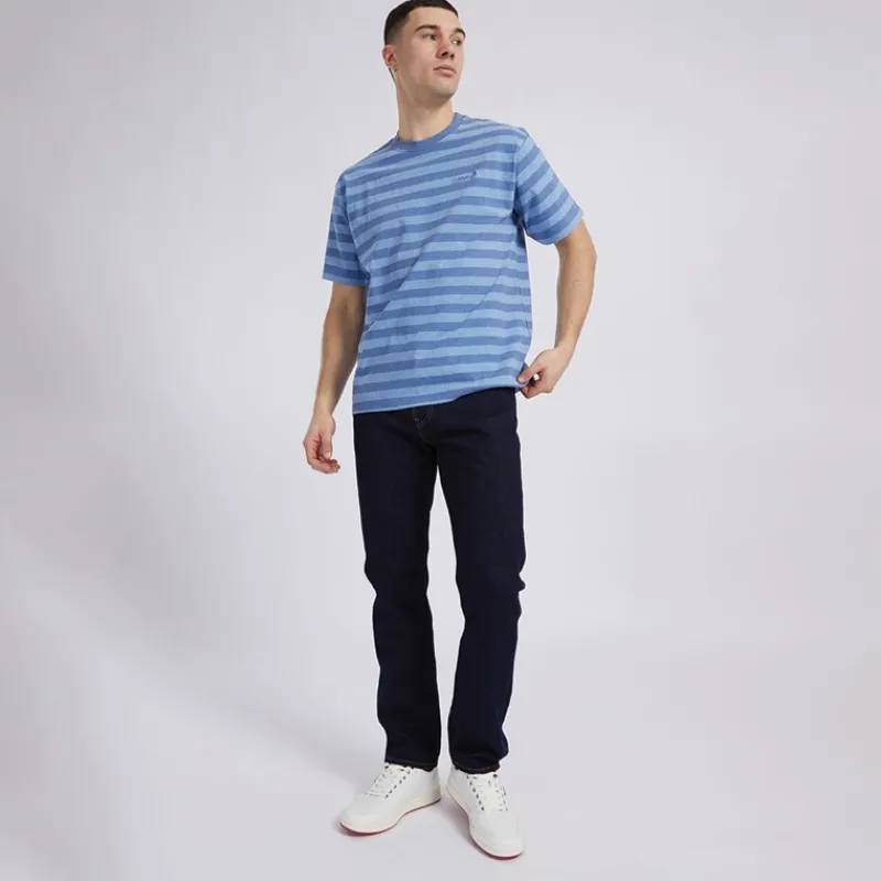 Clearance Levi's Herre Rød Tab Vintage T-shirt Bardo Stribet Bleget Denim