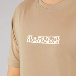 Outlet Napapijri Herre Rift Ryg Grafik T-shirt Beige Rocky