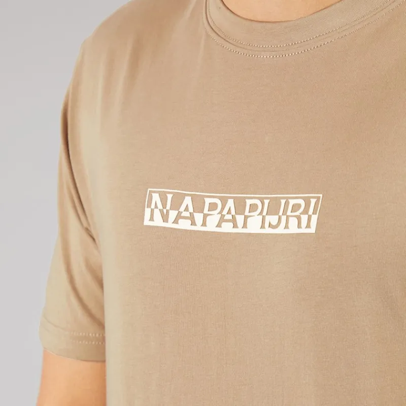 Outlet Napapijri Herre Rift Ryg Grafik T-shirt Beige Rocky