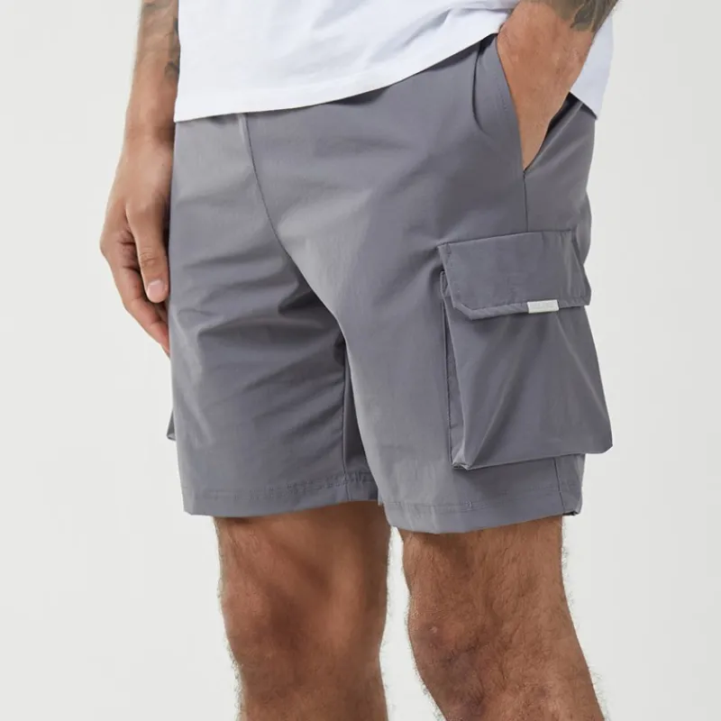 New Closure London Herre Ripstop Utility Tech Shorts Antracit Grå