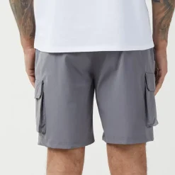 New Closure London Herre Ripstop Utility Tech Shorts Antracit Grå
