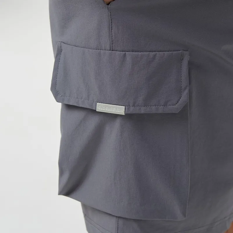 New Closure London Herre Ripstop Utility Tech Shorts Antracit Grå