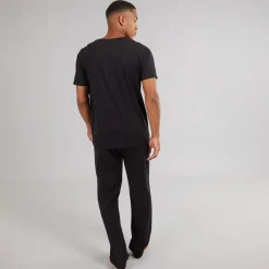 Outlet Brave Soul Herre Robbert T-shirt Og Lounge Bukser Sæt Sort