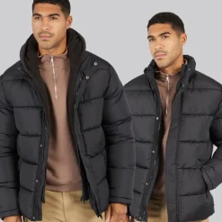 Outlet French Connection Herre Row Mellemlag Fleece Jakke Sort