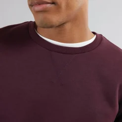 Sale Brave Soul Herre Rundhals Sweatshirt Bourgogne Vinrød