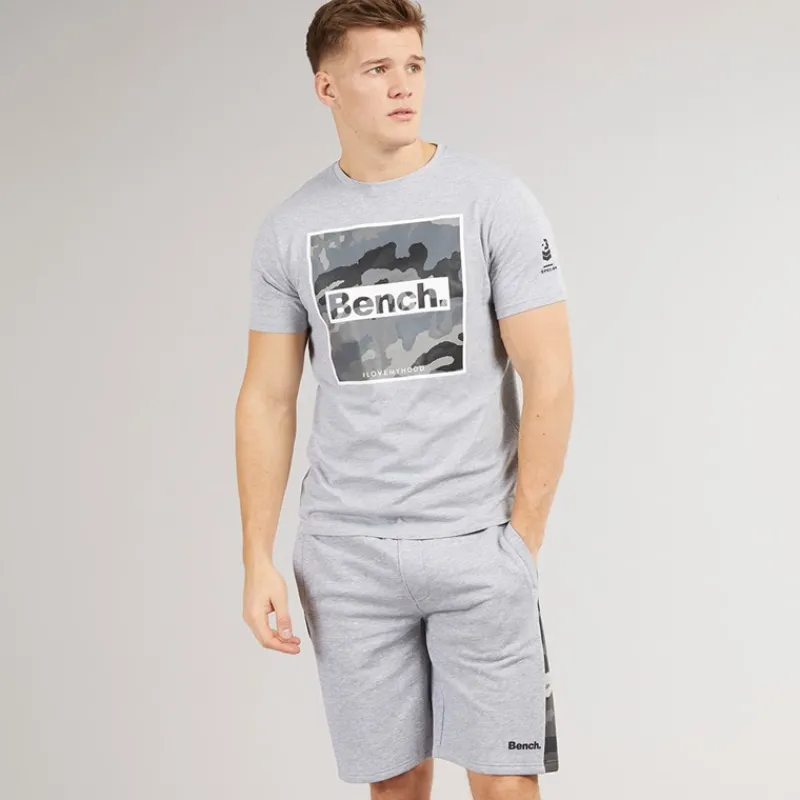 New Bench Herre Sanlo T-shirt og shorts sæt Grå Melange Grå