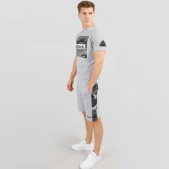 New Bench Herre Sanlo T-shirt og shorts sæt Grå Melange Grå