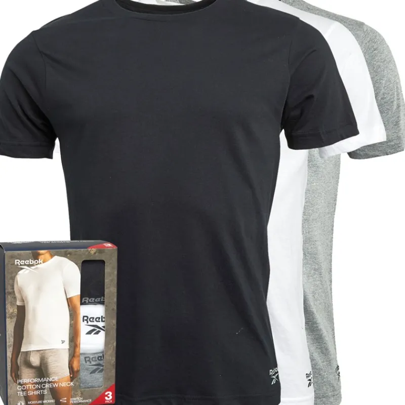 Sale Reebok Herre Santo T-Shirts 3-pak Sort/Grå Melange/Hvid Flerfarvet
