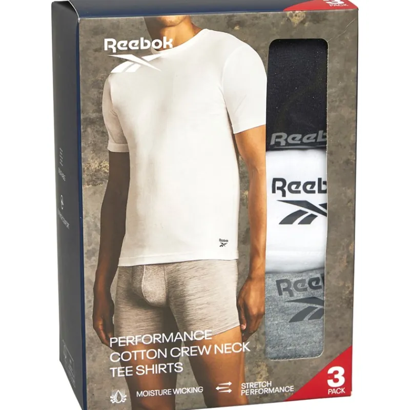 Sale Reebok Herre Santo T-Shirts 3-pak Sort/Grå Melange/Hvid Flerfarvet