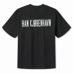 Online Han KJØBENHAVN Herre Script Logo Boxy T-Shirt Sort