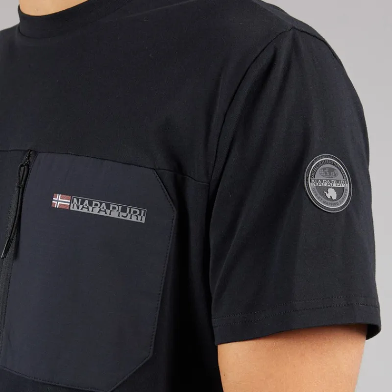 Outlet Napapijri Herre Selk Lomme T-shirt Sort