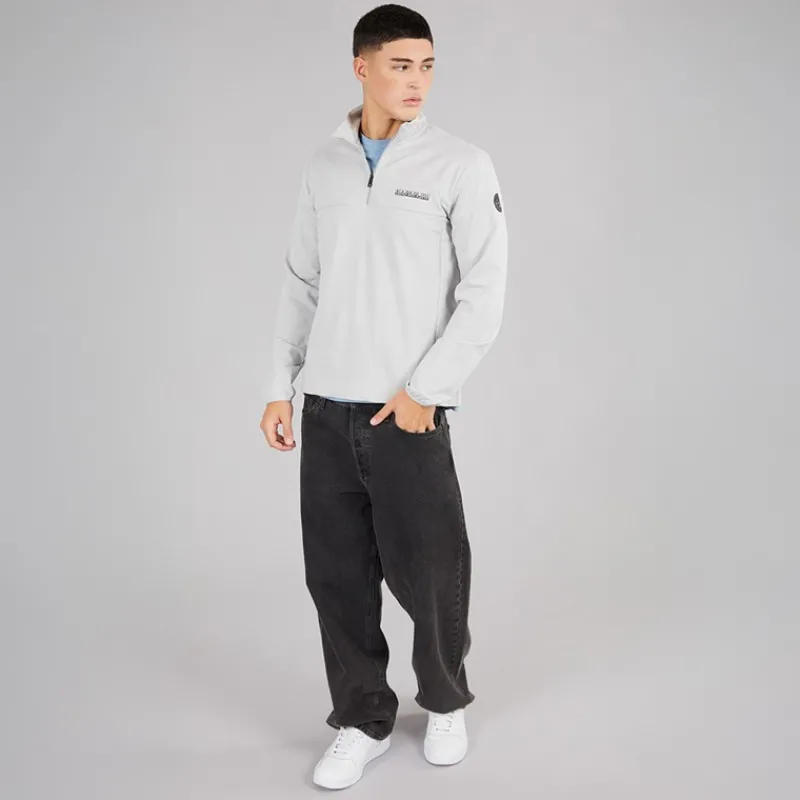 Outlet Napapijri Herre Sesano 1/2 Zip Top Light Grey Solid