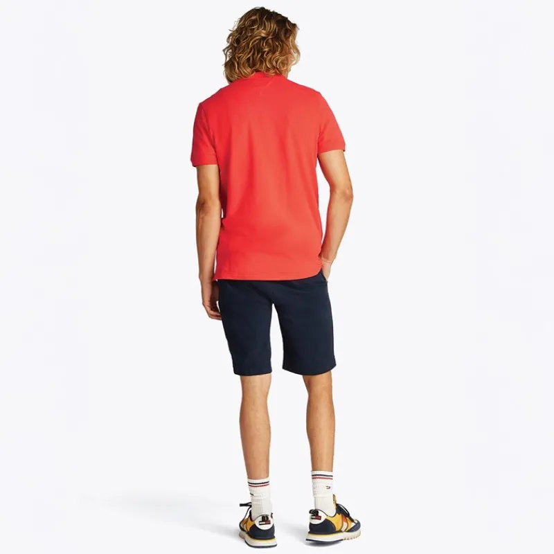 Sale Tommy Jeans Herre Slim Stolpelukning Polo Bright Vermillion Rød