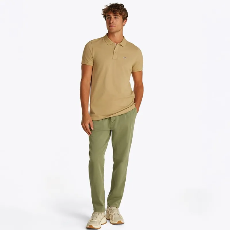 Discount Tommy Jeans Herre Slim Stolpelukning Polo Relic Tan Lysebrun