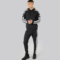 Best adidas Herre Squadra 21 Pullover Sweat Hættetrøje Sort/Hvid