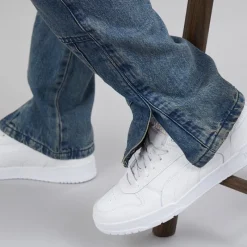 Hot Brave Soul Herre Station Løs Pasform Cargo Jeans Mid Blue