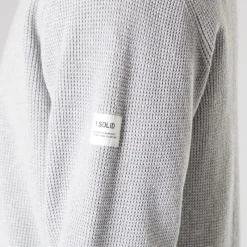 Solid Herre strik pullover sweater Light Grey Melange Lysegrå