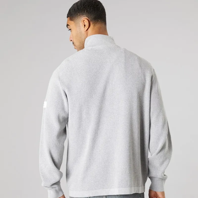 Discount Solid Herre strik pullover sweater Light Grey Melange Lysegrå
