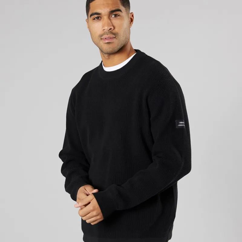 Solid Herre strik pullover sweater True Black Sort