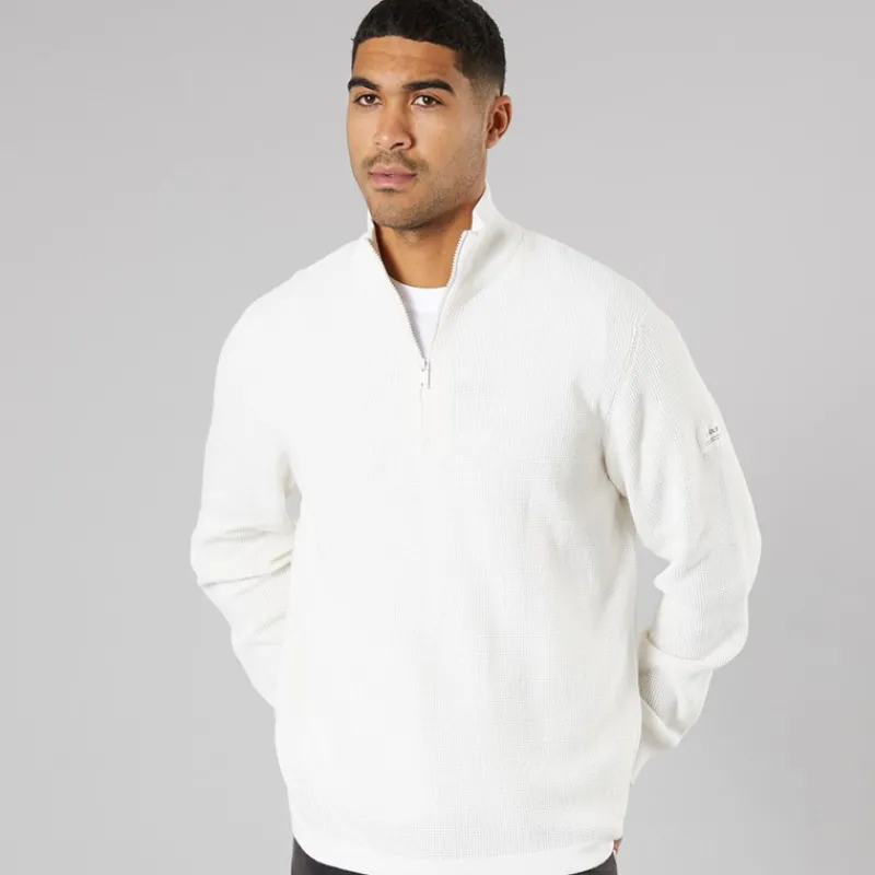 Online Solid Herre strik pullover sweater Off White Off-white