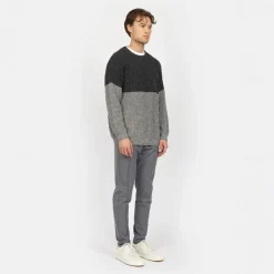Hot Denim Project Herre Strikket Colorblock Sweatshirt 642 Dark Shadow