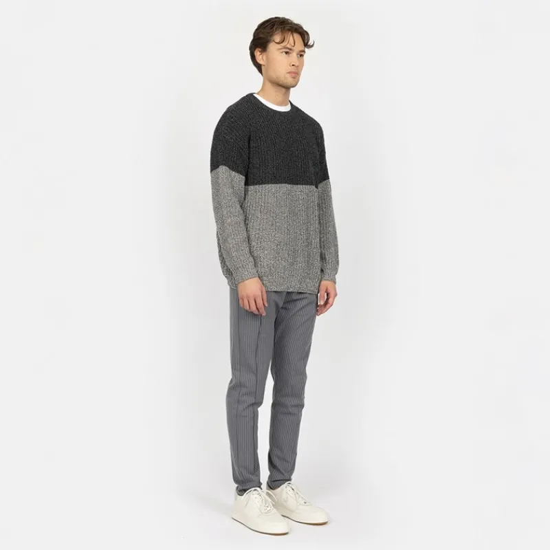 Hot Denim Project Herre Strikket Colorblock Sweatshirt 642 Dark Shadow