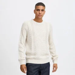Discount Blend Herre striktrøje Vanilla Ice beige