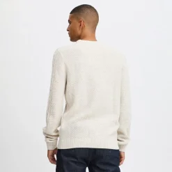 Discount Blend Herre striktrøje Vanilla Ice beige