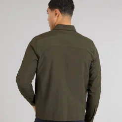 Hot French Connection Herre Teknisk Overskjorte Khaki kakigrøn