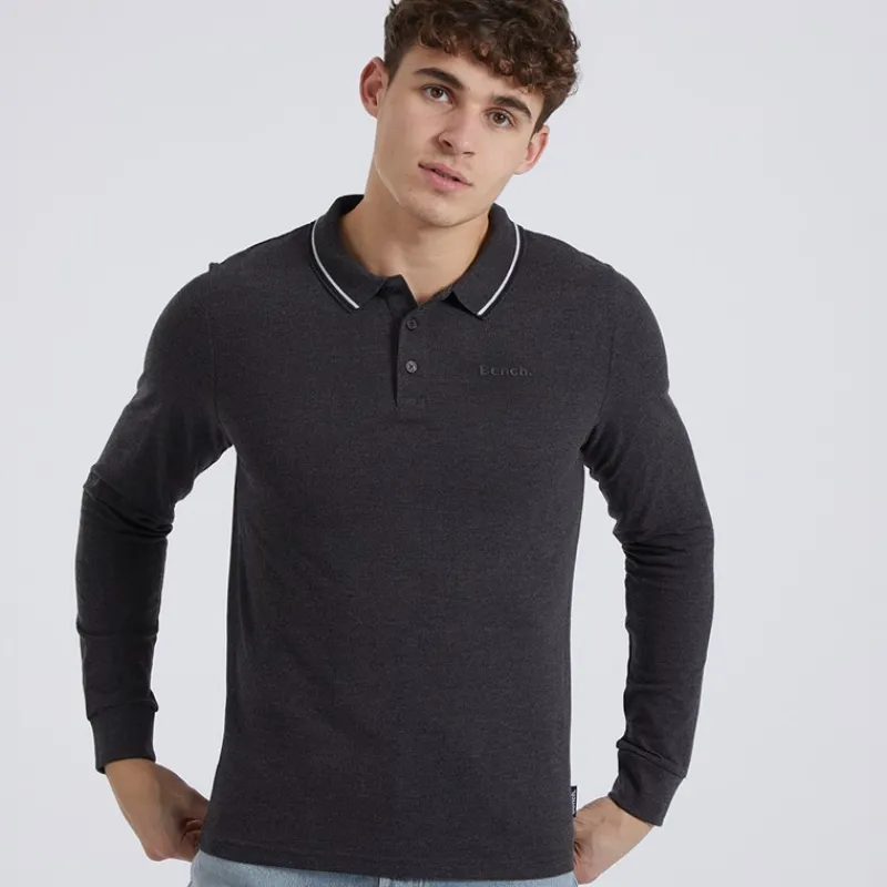 Sale Bench Herre Telles L/S Polo Skjorte Charcoal Marl Koks-mergel