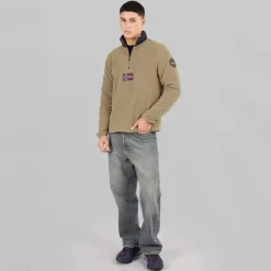 Napapijri Herre Tev Polar 1/2 Zip Sweatshirt Fallen Rock beige