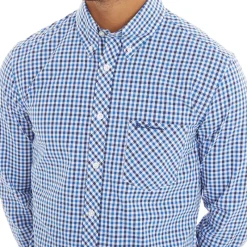 Online Ben Sherman Herre Three Gingham Langærmet shirts Blå