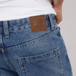 Discount Crosshatch Herre Tillforth Baggy Denim Shorts Stonewash