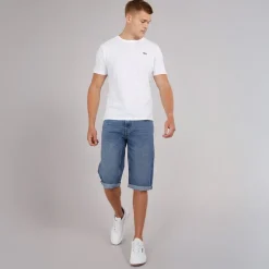 Discount Crosshatch Herre Tillforth Baggy Denim Shorts Stonewash