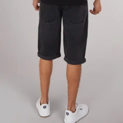 Best Crosshatch Herre Tillforth Baggy Denim Shorts Sort Vask Vasket Sort