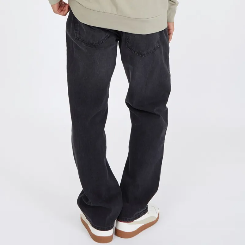 Sale Crosshatch Herre Tillman Baggy Jeans Sort Vask Vasket Sort