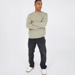 Sale Crosshatch Herre Tillman Baggy Jeans Sort Vask Vasket Sort