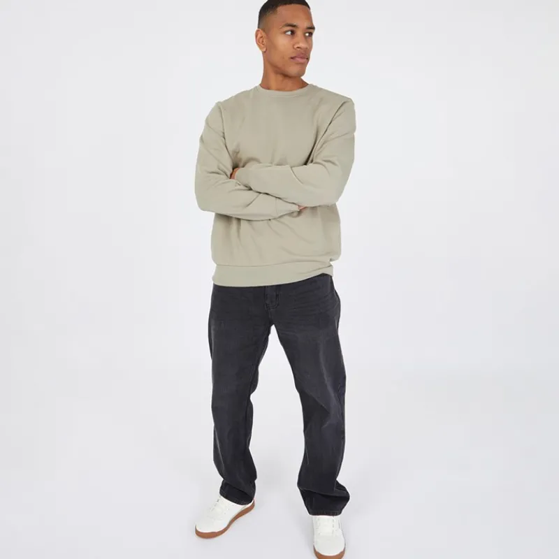 Sale Crosshatch Herre Tillman Baggy Jeans Sort Vask Vasket Sort