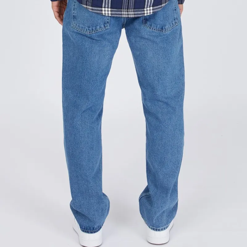 Outlet Crosshatch Herre Tillman Baggy Jeans Stone Wash Blå