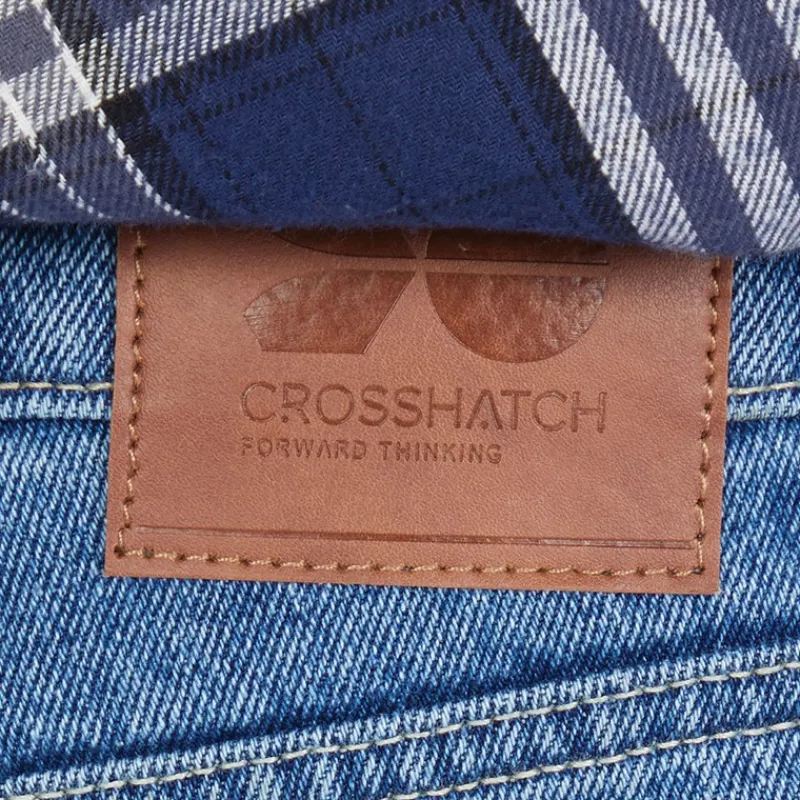 Outlet Crosshatch Herre Tillman Baggy Jeans Stone Wash Blå