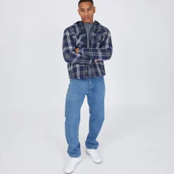 Outlet Crosshatch Herre Tillman Baggy Jeans Stone Wash Blå