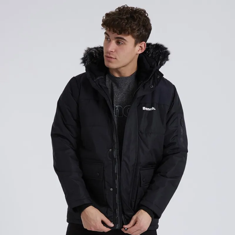 Discount Bench Herre Tillor Pelsforet Hætteforsynet Vatteret Ripstop Parka Sort
