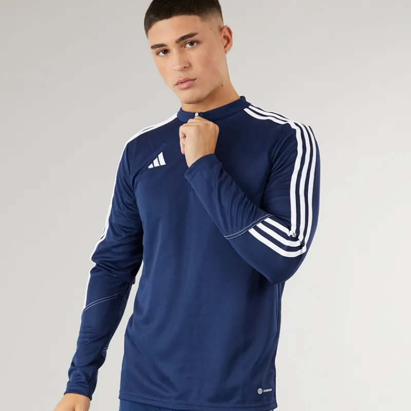 Discount adidas Herre Tiro 23 Club 1/4 lynlås træningstop Navy/Hvid Marineblå