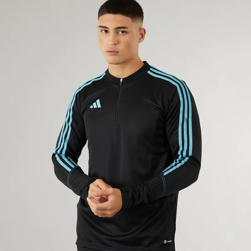 Outlet adidas Herre Tiro 23 Club 1/4 Zip Træningstop /Preloved Blå Sort
