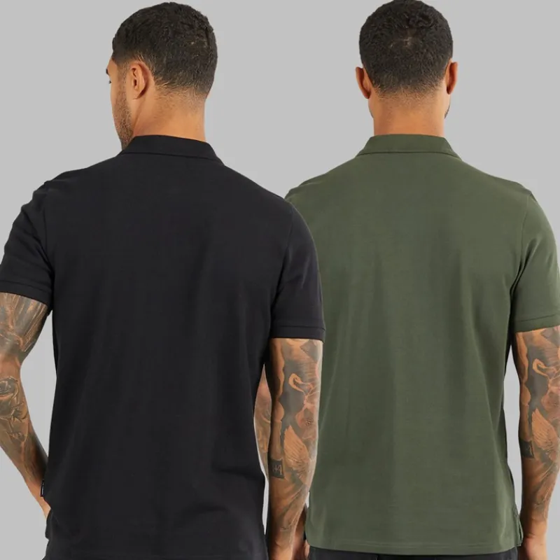 Best Ben Sherman Herre to pak ensfarvede poloskjorter Sort/Khaki