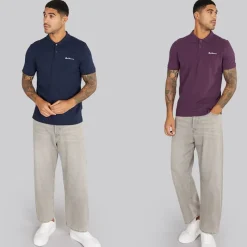 New Ben Sherman Herre to pak ensfarvede poloskjorter Plum/​Dark Navy Flerfarvet