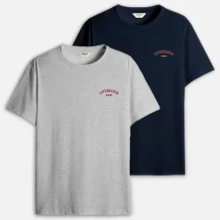 Clearance Copenhagen Legacy Herre To Pak Trykte T-shirts Grå /​ Marineblå Flerfarvet